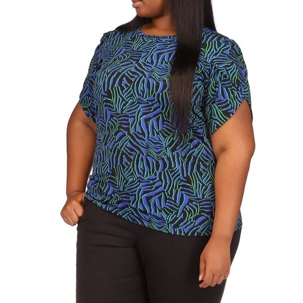 MICHAEL MICHAEL KORS Women's Plus size Printed Petal-Sleeve Top